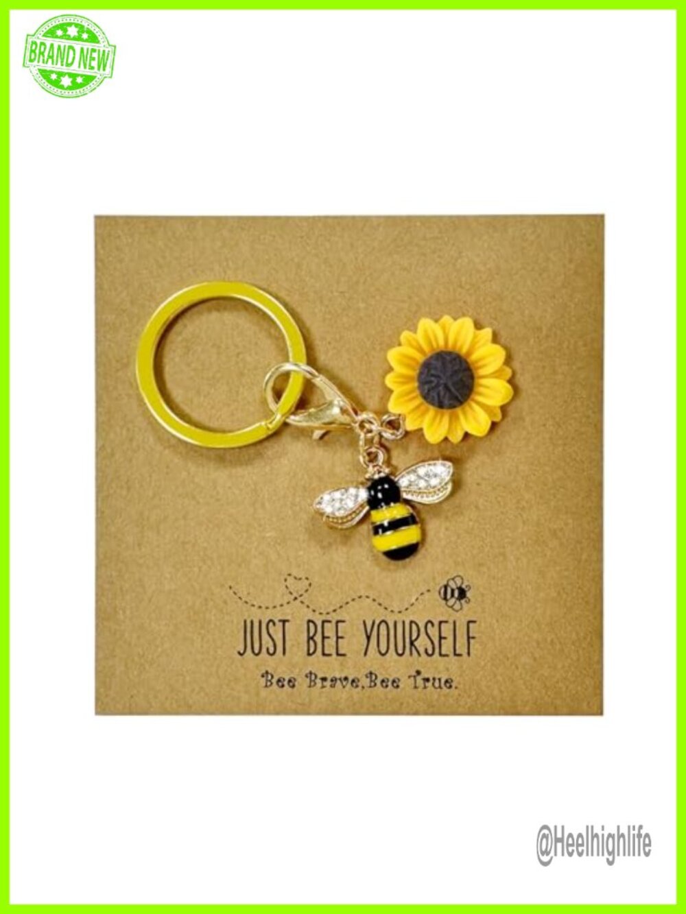 Cute Metal Sunflower Bee Bag Charm Keychain Purse Keyring